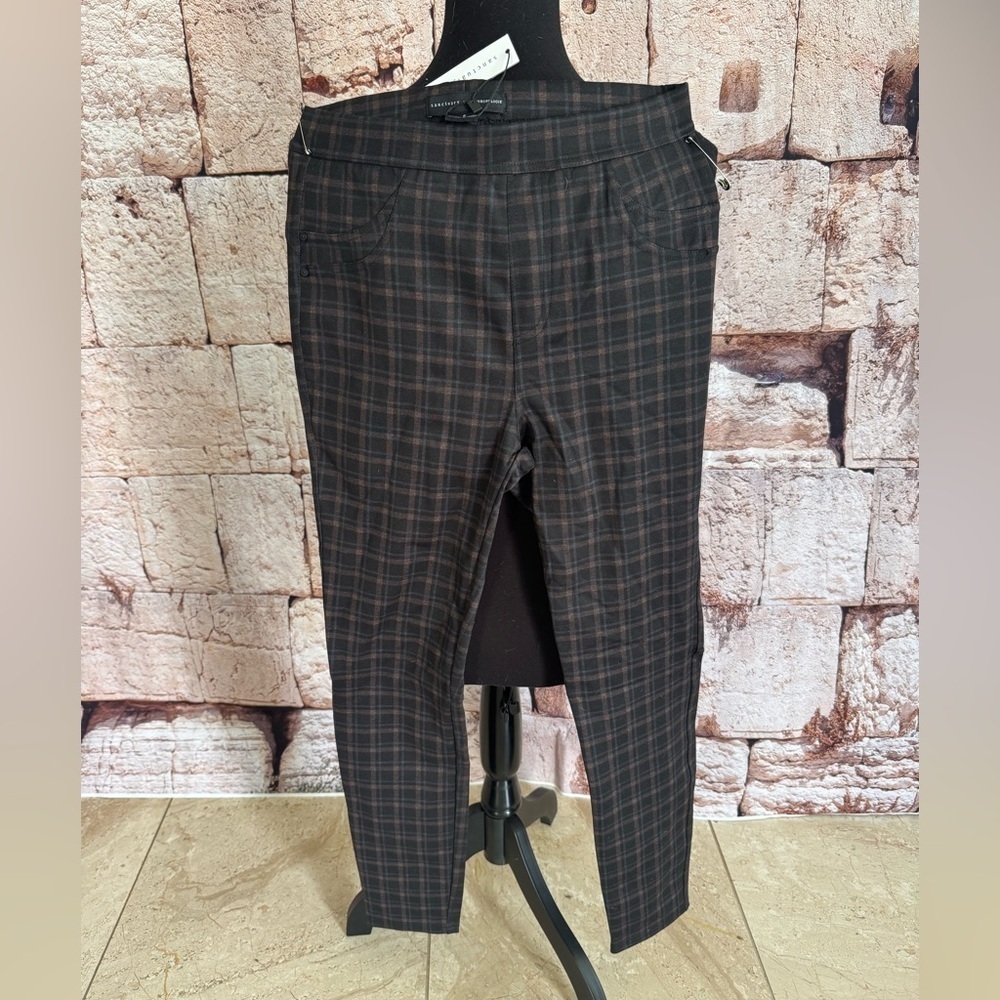 Sanctuary x Anthropologie Black and Brown Plaid Pants NWT WOMENS SIZE SMALL